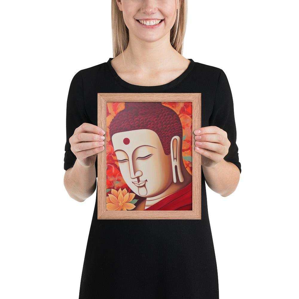 Serene Buddha Framed poster: Peach Tones & Warm Aura – ZenArtBliss -ZenArtBliss