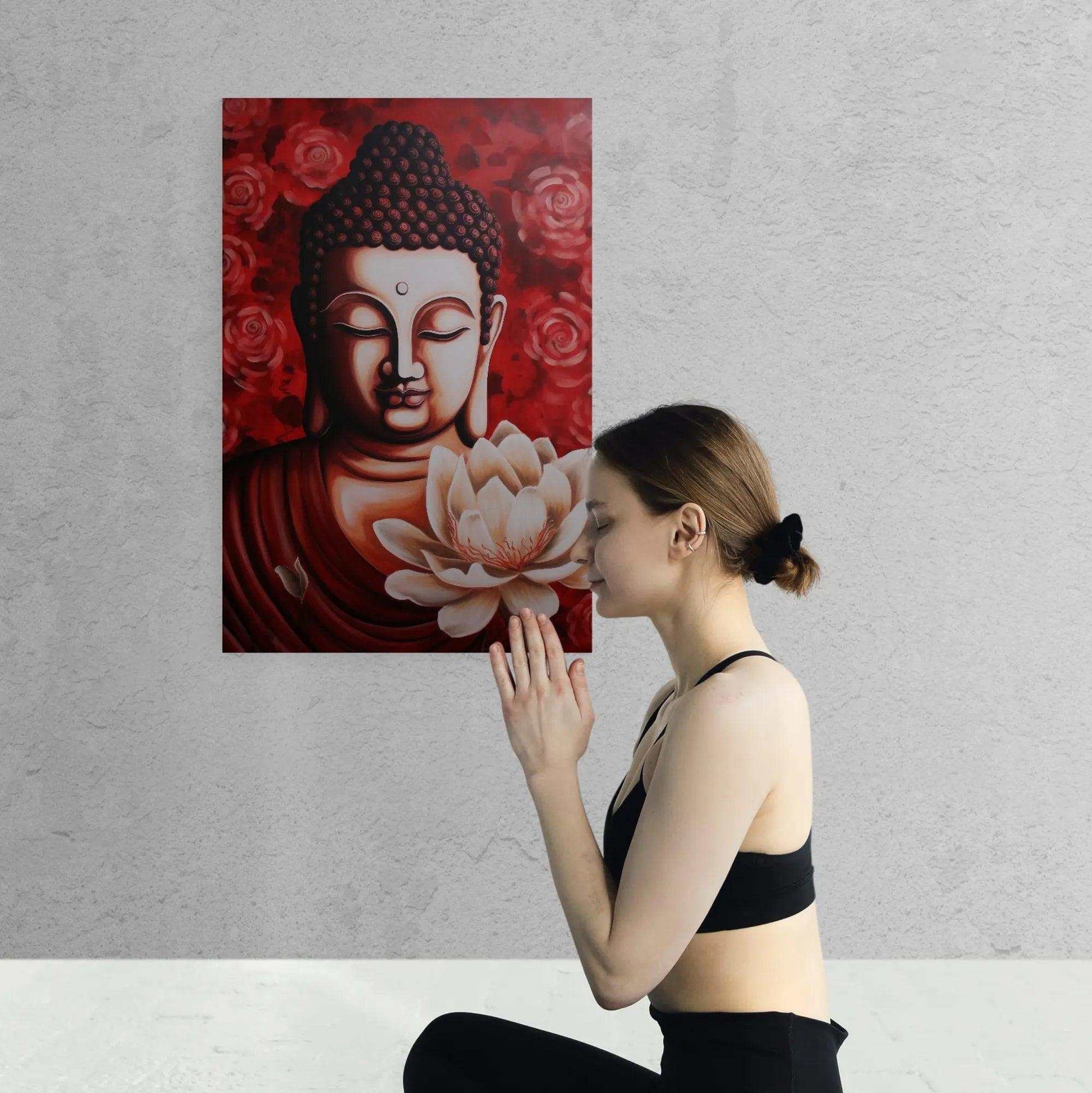 Serenity Blossom - Buddha Poster for Wall with Lotus -ZenArtBliss