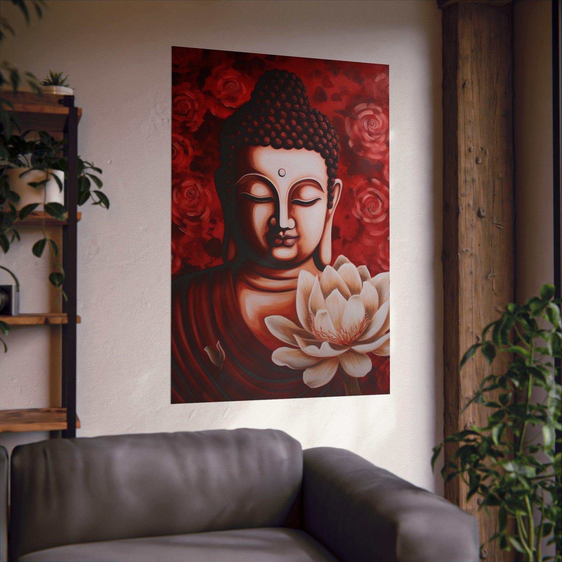 Serenity Blossom - Buddha Poster for Wall with Lotus -ZenArtBliss