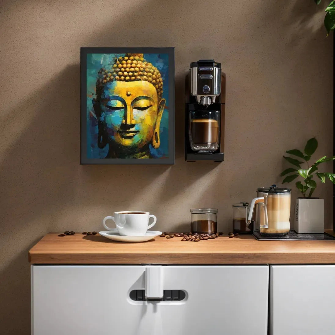 Textured Buddha framed Print: Blue, Gold, Timeless – ZenArtBliss -ZenArtBliss