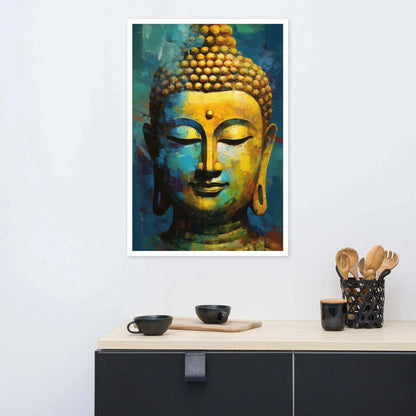 Textured Buddha framed Print: Blue, Gold, Timeless – ZenArtBliss -ZenArtBliss