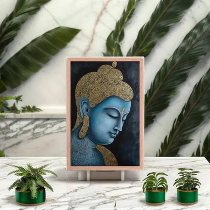 Tibetan Blue Buddha Painting – ZenArtBliss.com | Wall Art Decor for Meditation, Yoga. -ZenArtBliss