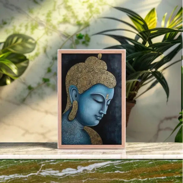 Tibetan Blue Buddha Painting – ZenArtBliss.com | Wall Art Decor for Meditation, Yoga. -ZenArtBliss