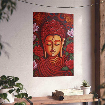 Zen Awakening - The Red Lotus Buddha poster - Zenartbliss
