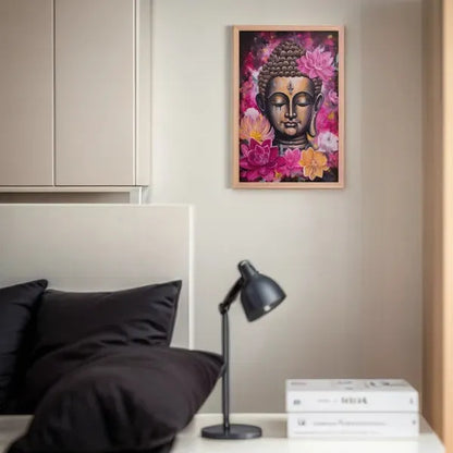 Zen Bedroom Framed Print: Buddha & Pink Flowers – ZenArtBliss -ZenArtBliss