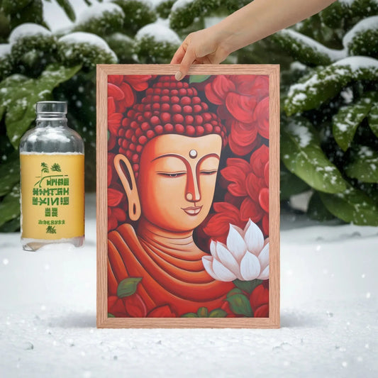 Zen Buddha Framed Print: Tranquility & Fiery Essence -ZenArtBliss