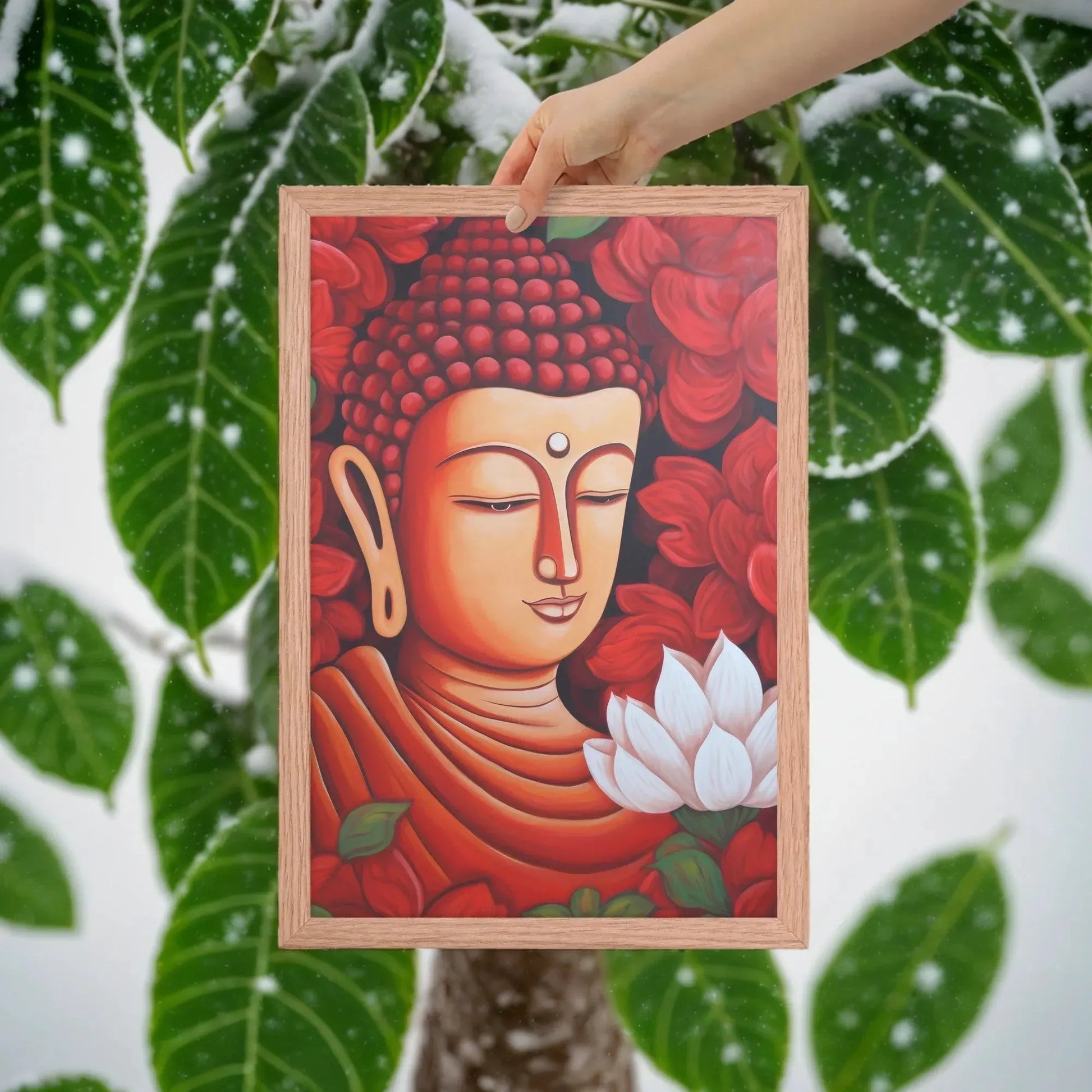 Zen Buddha Framed Print: Tranquility & Fiery Essence -ZenArtBliss