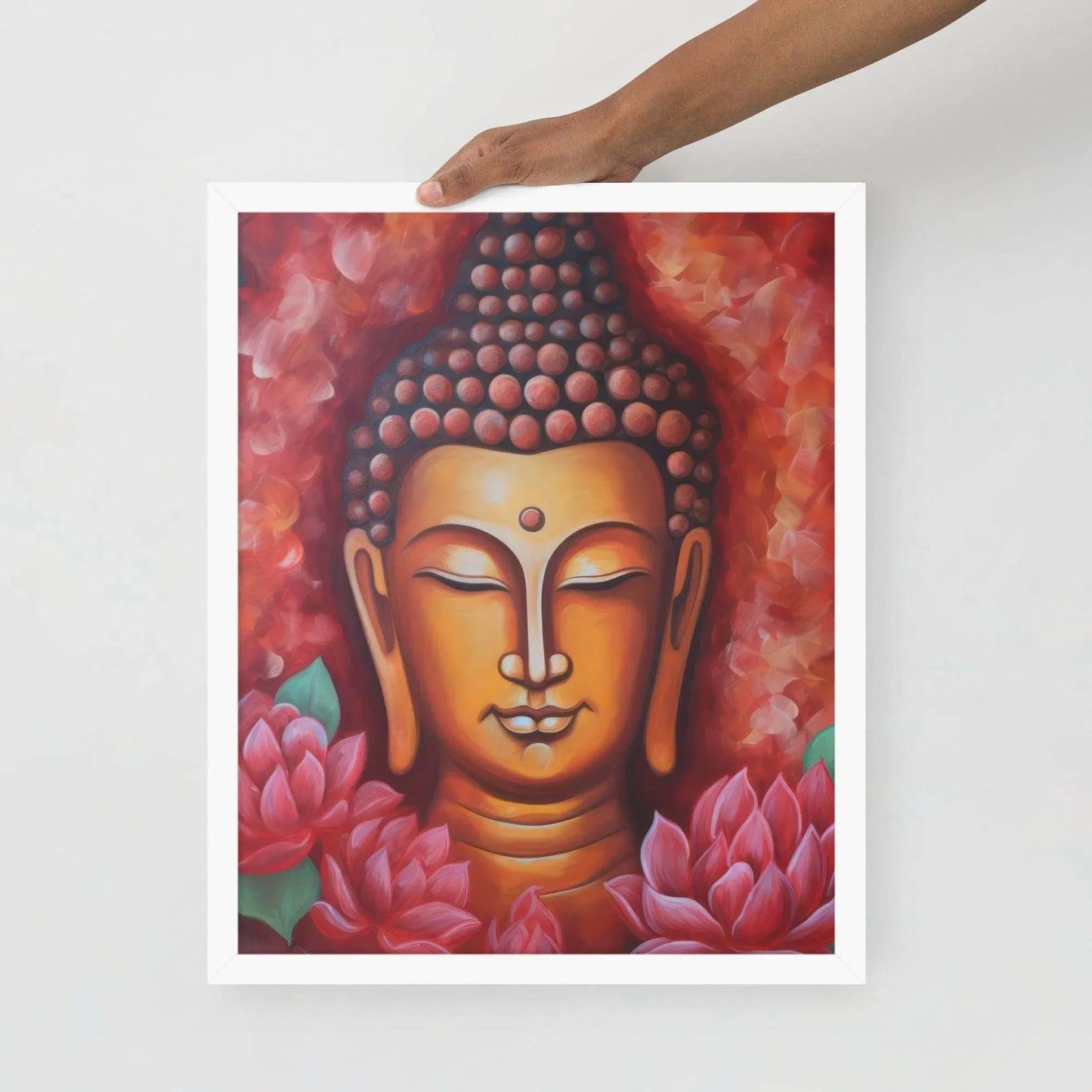 Zen Living Room Framed Print: Buddha & Lotus – ZenArtBliss -ZenArtBliss