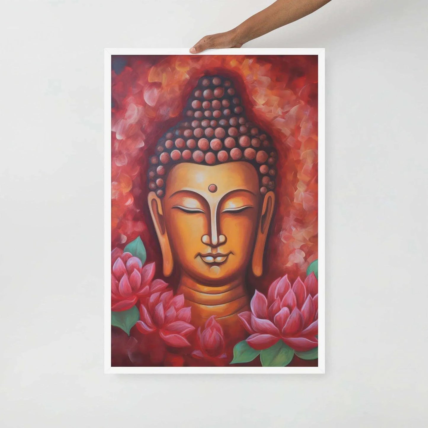 Zen Living Room Framed Print: Buddha & Lotus – ZenArtBliss -ZenArtBliss