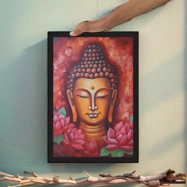 Zen Living Room Framed Print: Buddha & Lotus – ZenArtBliss -ZenArtBliss