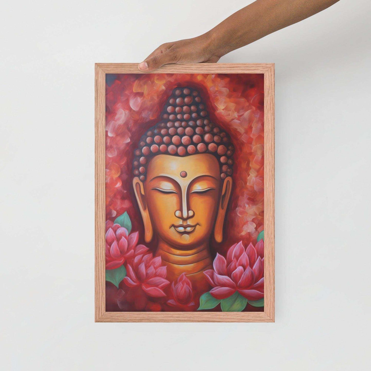 Zen Living Room Framed Print: Buddha & Lotus – ZenArtBliss -ZenArtBliss
