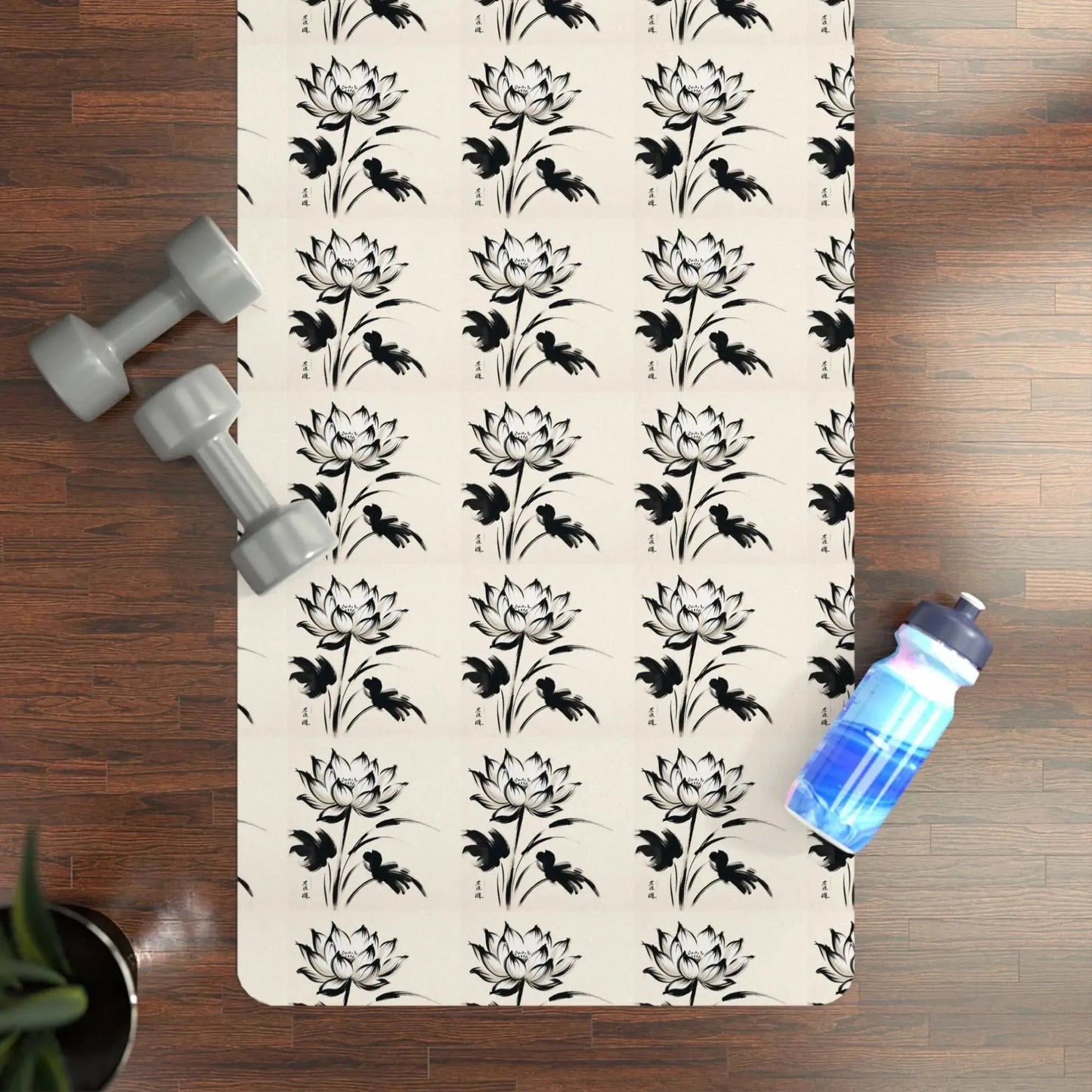 Zen Lotus Yoga Mat - japanese print -ZenArtBliss