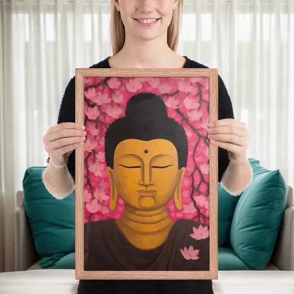 Zen Room Framed Print: Buddha & Cherry Blossoms – ZenArtBliss -ZenArtBliss