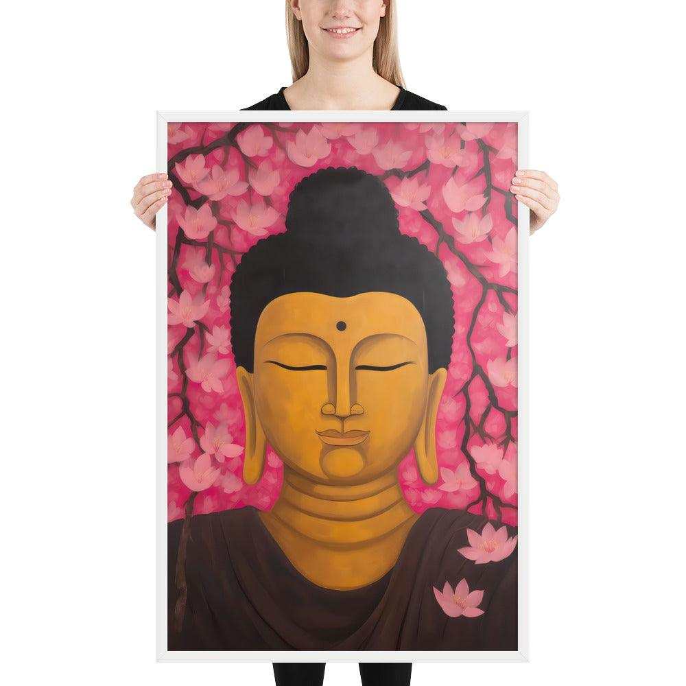 Zen Room Framed Print: Buddha & Cherry Blossoms – ZenArtBliss -ZenArtBliss