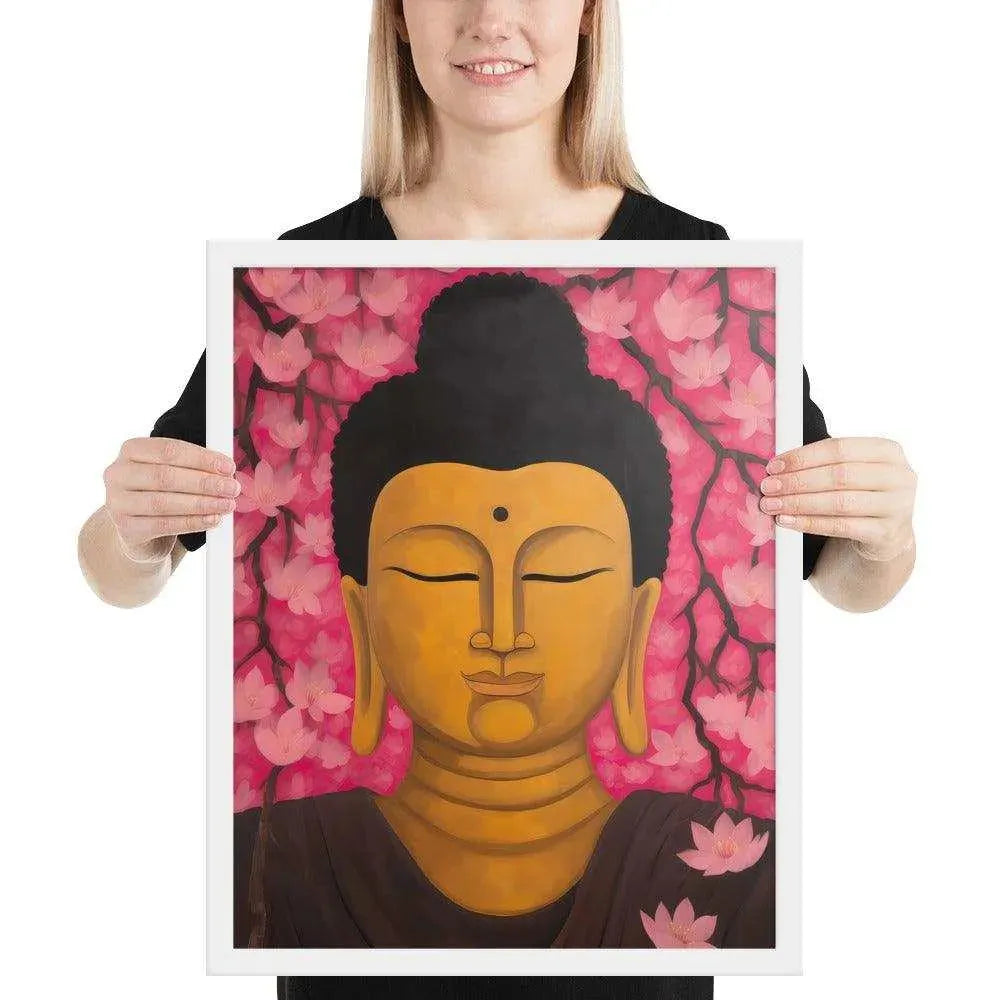 Zen Room Framed Print: Buddha & Cherry Blossoms – ZenArtBliss -ZenArtBliss