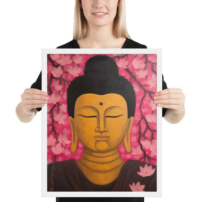 Zen Room Framed Print: Buddha & Cherry Blossoms – ZenArtBliss -ZenArtBliss