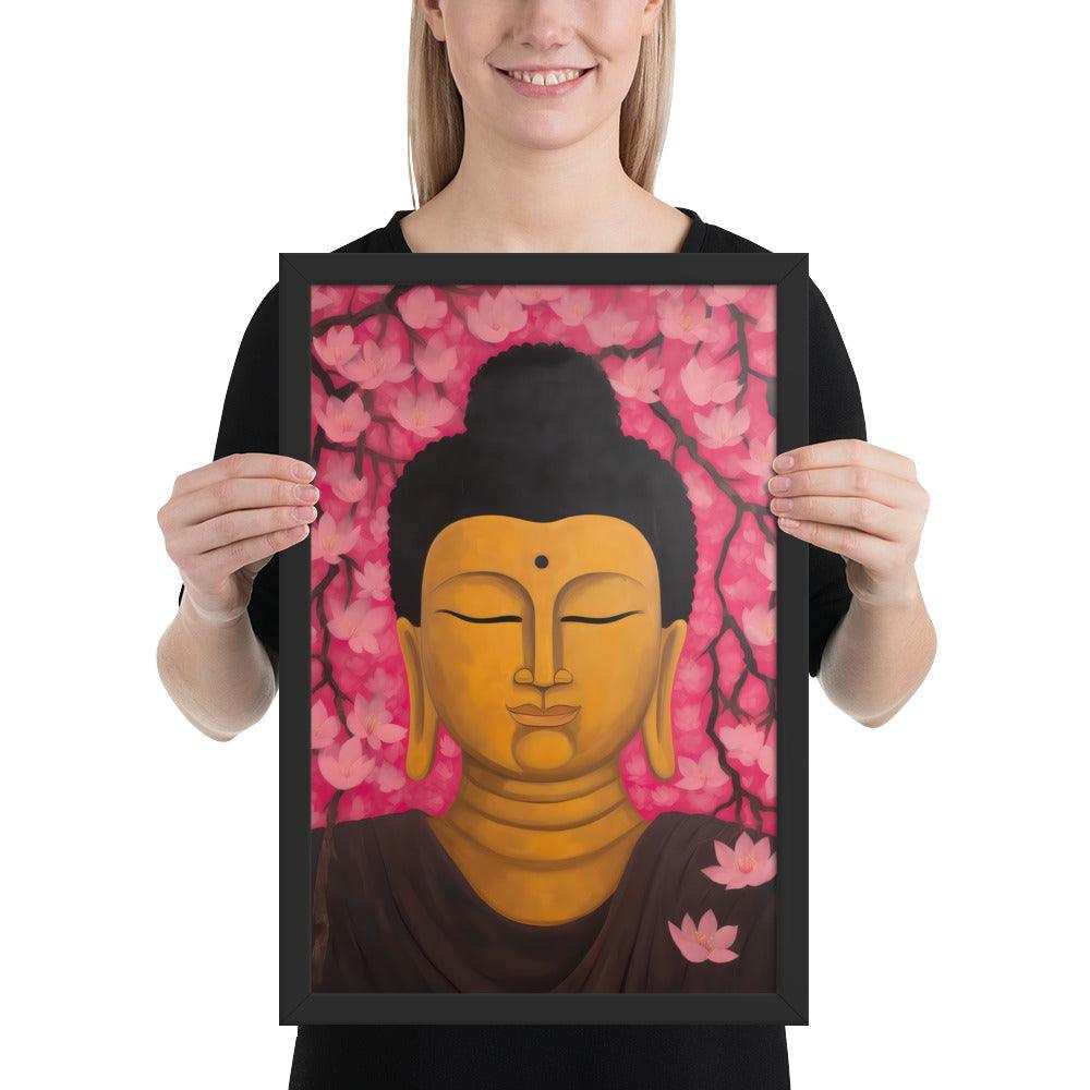 Zen Room Framed Print: Buddha & Cherry Blossoms – ZenArtBliss -ZenArtBliss